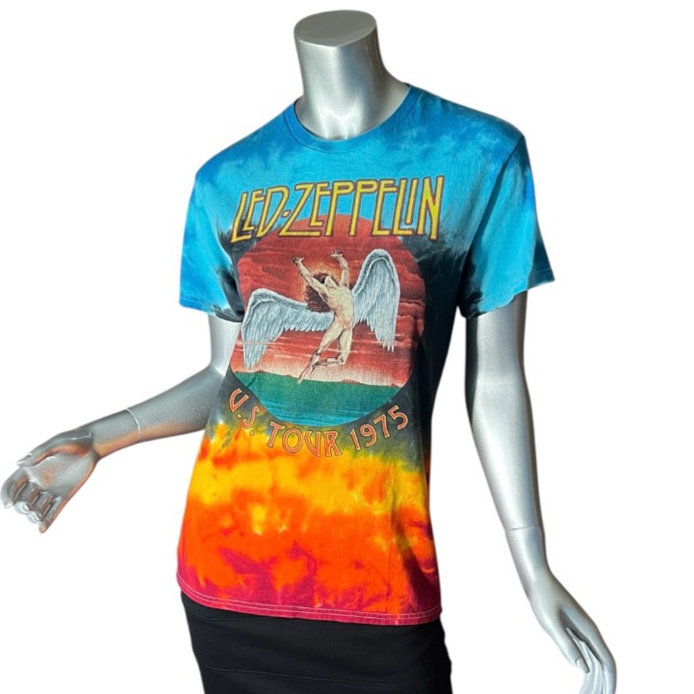 Vintage LED ZEPPELIN U.S. TOUR 1975 TIE DYE T SHIRT “SWAN SONG” - SIZE SMALL